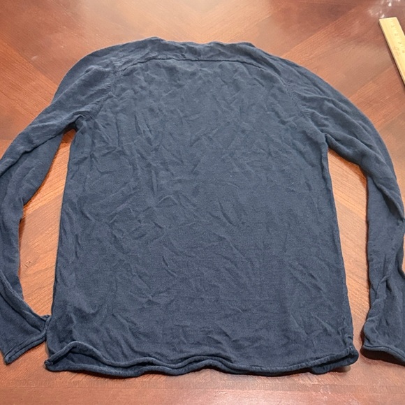 COS 💯 linen Lagenlook natural fiber Deep Blue Long Sleeve Tee sweater - Picture 4 of 6